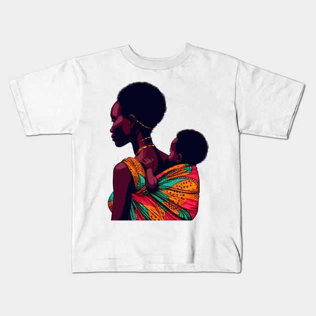 Afrocentric Mother And Baby Kids T-Shirt by Graceful Designs